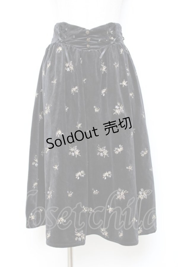 画像1: axes femme / 総刺繍ベロアスカート M クロ Y-25-10-20-108-AX-SK-SZ-ZY (1)