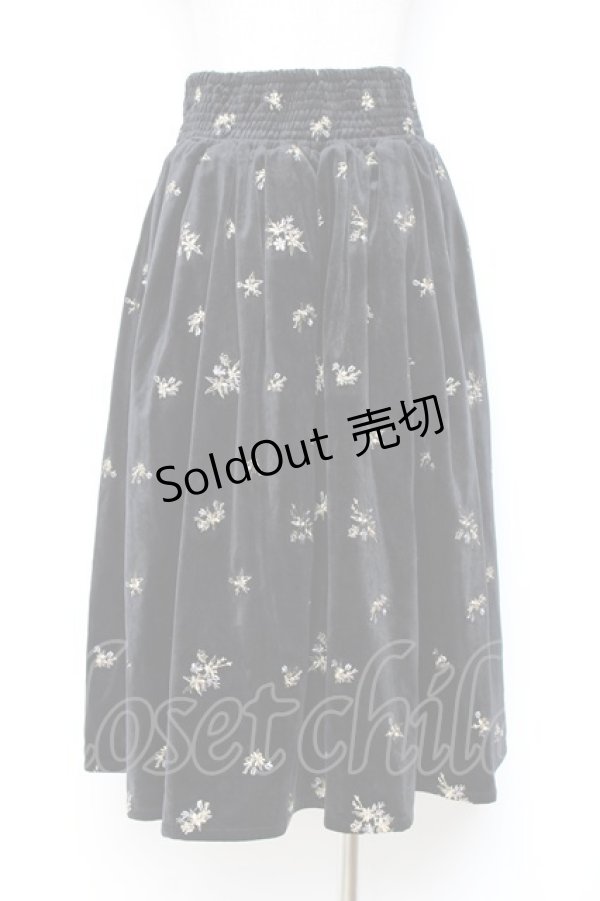 画像2: axes femme / 総刺繍ベロアスカート M クロ Y-25-10-20-108-AX-SK-SZ-ZY (2)