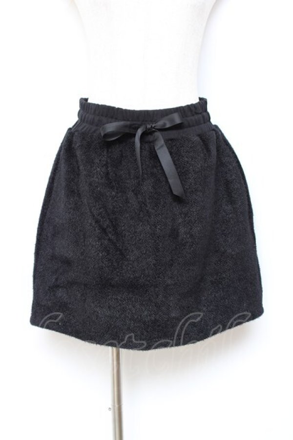 画像1: axes femme POETIQUE / モールニット風ミニスカート M 黒 Y-25-10-20-109-AX-SK-SZ-ZY (1)