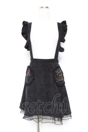 画像: Swankiss / サス付きフリルコーデュロイスカート F 黒 Y-25-10-20-115-CA-SK-SZ-ZY