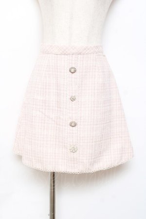 画像: evelyn / ビジューツイードスカート  ピンク Y-25-10-20-116-LO-SK-SZ-ZY