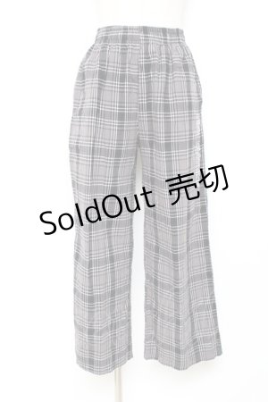 画像: NieR Clothing / ロゴ刺繍入りチェック柄パンツ  グレー Y-25-10-20-119-PU-PA-SZ-ZY