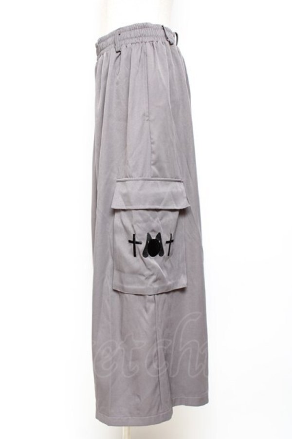 画像2: NieR Clothing / 刺繍ワイドパンツ  グレー Y-25-10-20-120-PU-PA-SZ-ZY (2)