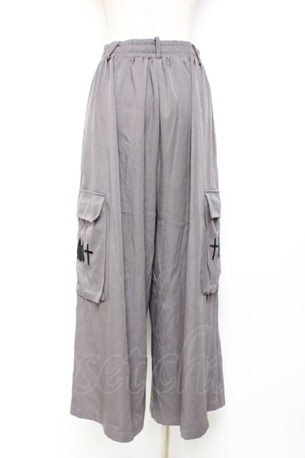 画像3: NieR Clothing / 刺繍ワイドパンツ  グレー Y-25-10-20-120-PU-PA-SZ-ZY (3)