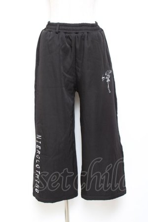 画像: NieR Clothing / 刺繍ワイドパンツ  黒 Y-25-10-20-122-PU-PA-SZ-ZY