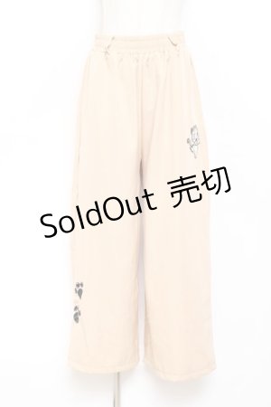 画像: NieR CLOTHING / ミケ刺繍ワイドパンツ  ベージュ Y-25-10-20-123-PU-PA-SZ-ZY