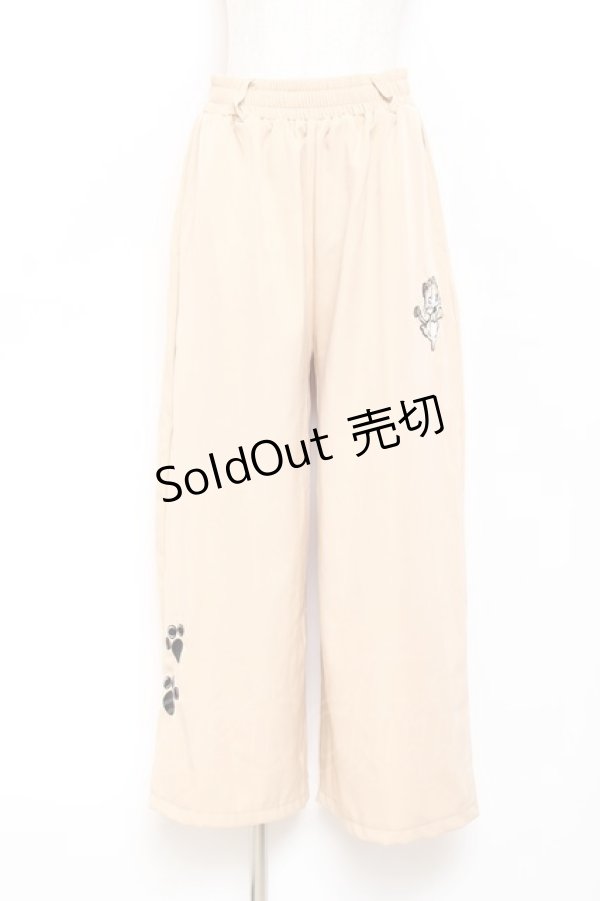 画像1: NieR CLOTHING / ミケ刺繍ワイドパンツ  ベージュ Y-25-10-20-123-PU-PA-SZ-ZY (1)