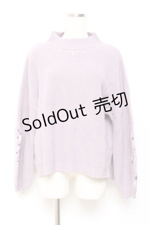 画像: axes femme / 袖刺繍ボトルネックニット F ラベンダー Y-25-10-20-016-AX-TO-SZ-ZY