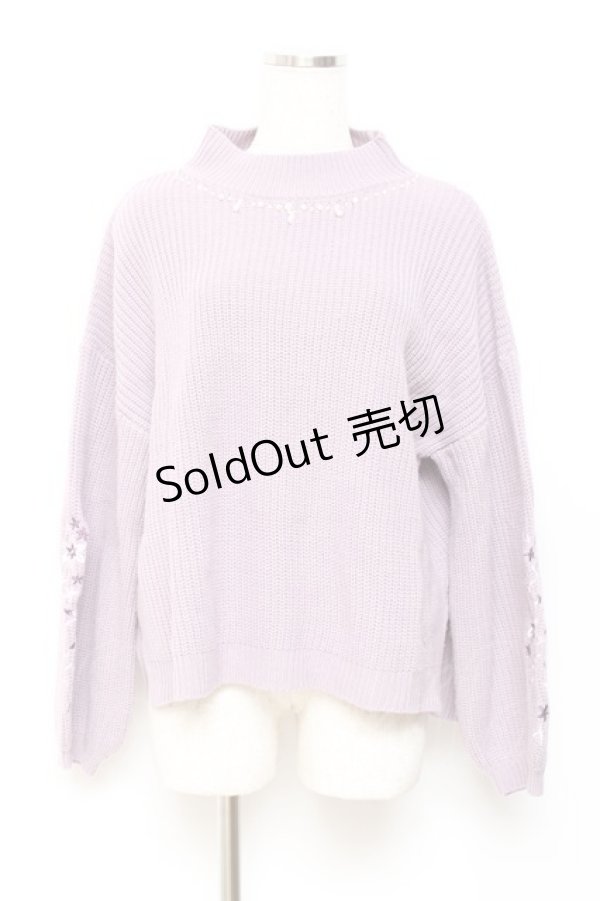 画像1: axes femme / 袖刺繍ボトルネックニット F ラベンダー Y-25-10-20-016-AX-TO-SZ-ZY (1)