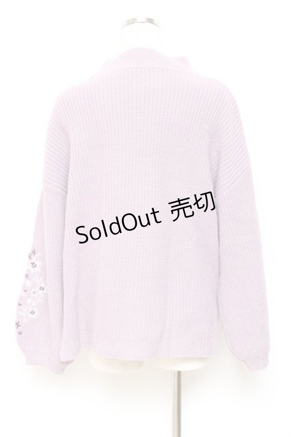 画像2: axes femme / 袖刺繍ボトルネックニット F ラベンダー Y-25-10-20-016-AX-TO-SZ-ZY (2)