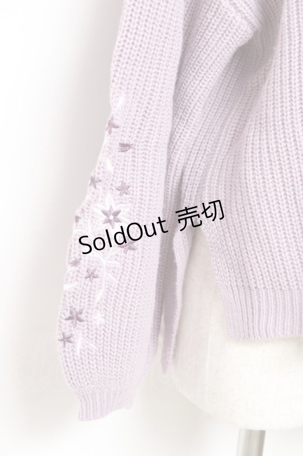 画像3: axes femme / 袖刺繍ボトルネックニット F ラベンダー Y-25-10-20-016-AX-TO-SZ-ZY (3)