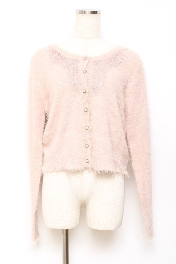 画像1: axes femme / モチーフレース付きカーデ M アワピンク Y-25-10-20-019-AX-TO-SZ-ZY (1)