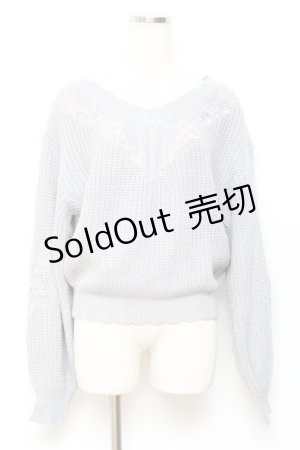 画像: axes femme / 花刺繍ニット M サックス Y-25-10-20-020-AX-TO-SZ-ZY