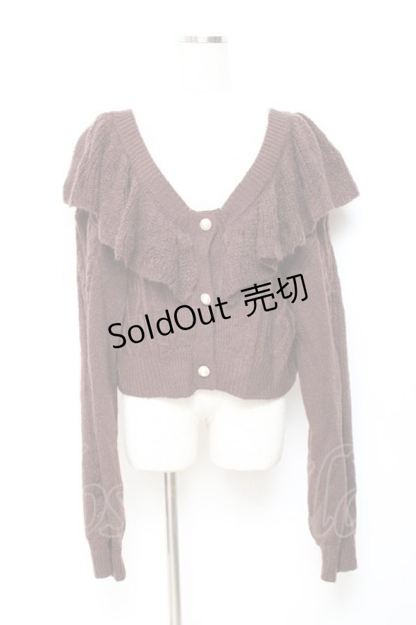 画像1: axes femme kawaii / フリル襟ショートニットカーデ M 茶 Y-25-10-20-025-AX-TO-SZ-ZI (1)