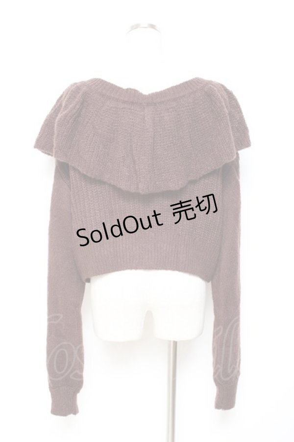 画像2: axes femme kawaii / フリル襟ショートニットカーデ M 茶 Y-25-10-20-025-AX-TO-SZ-ZI (2)