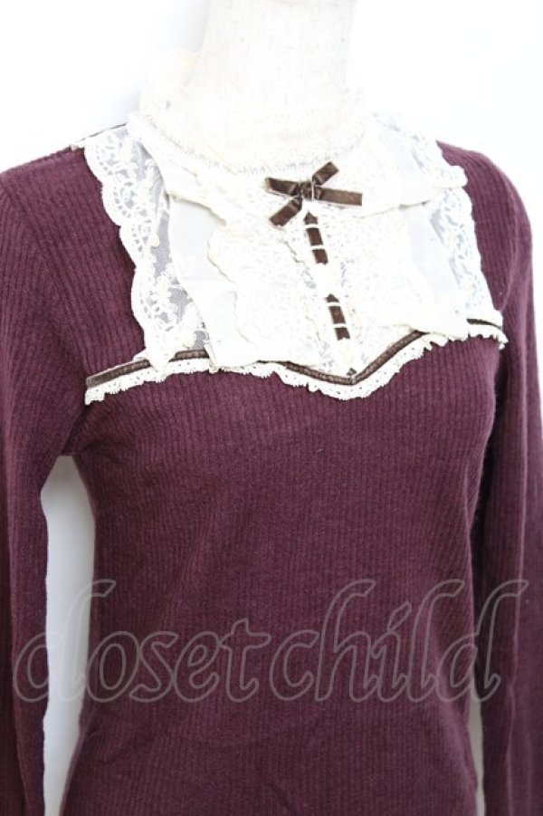 画像3: axes femme / ベロアリボンプチスタンドプルオーバー M パープル Y-25-10-20-026-AX-TO-SZ-ZY (3)