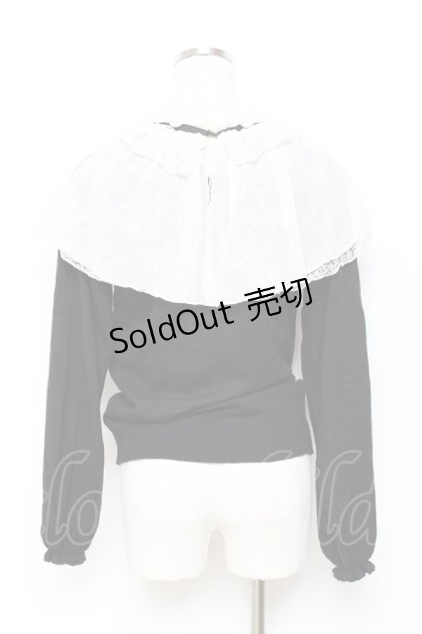 画像2: axes femme / レース重ねケープニットプルオーバー M 黒 Y-25-10-20-029-AX-TO-SZ-ZY (2)