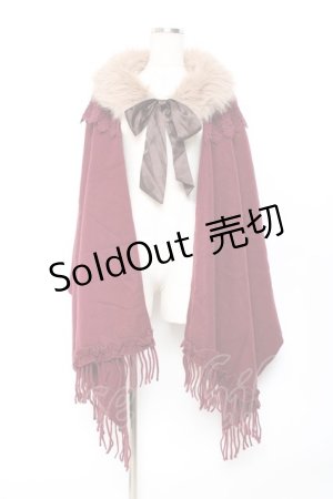 画像: axes femme / ファーティペット付きストール  ワイン Y-25-10-20-004-AX-TO-SZ-ZY