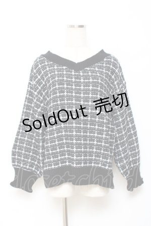 画像: axes femme / Vネックツイードニット F 黒 Y-25-10-20-032-AX-TO-SZ-ZY