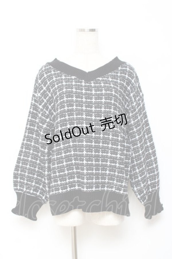 画像1: axes femme / Vネックツイードニット F 黒 Y-25-10-20-032-AX-TO-SZ-ZY (1)