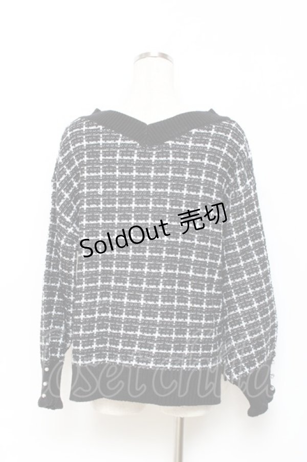 画像2: axes femme / Vネックツイードニット F 黒 Y-25-10-20-032-AX-TO-SZ-ZY (2)