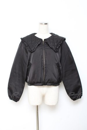 画像: axes femme POETIQUE / キルティングビッグ襟ブルゾン M 黒 Y-25-10-20-035-AX-JA-SZ-ZY
