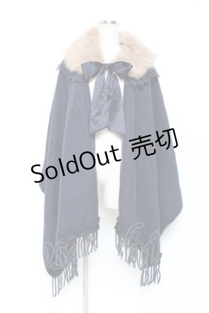 画像: axes femme / ファーティペット付きストール  紺 Y-25-10-25-033-AX-TO-SZ-ZY