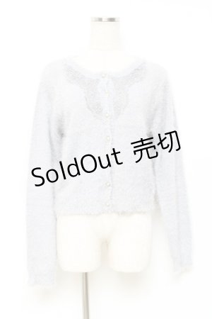 画像: axes femme / モチーフレース付きカーデ M サックス Y-25-10-25-034-AX-TO-SZ-ZY