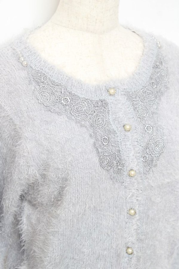 画像3: axes femme / モチーフレース付きカーデ M サックス Y-25-10-25-034-AX-TO-SZ-ZY (3)