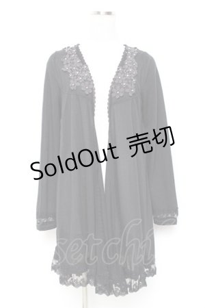 画像: axes femme / バックレースロングカーディガン M 黒 Y-25-10-25-035-AX-TO-SZ-ZY