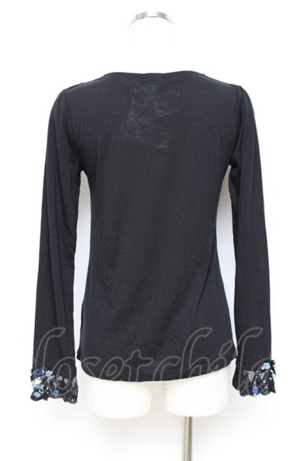 画像2: axes femme / プチローズリボンカットソー M 黒 Y-25-10-25-037-AX-TO-SZ-ZY (2)