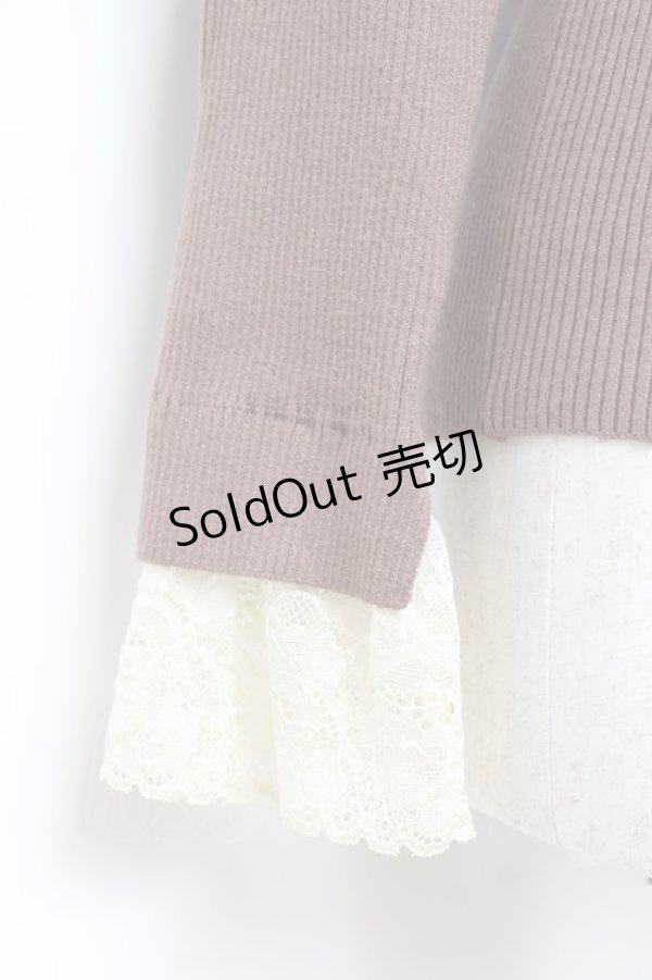 画像3: axes femme / レース配色テレコカットソー M 茶 Y-25-10-25-039-AX-TO-SZ-ZY (3)