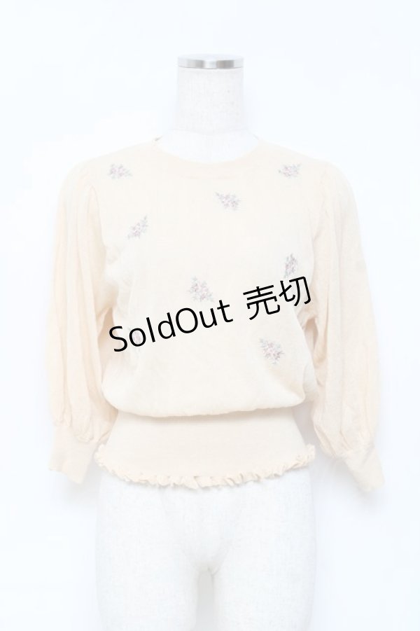 画像1: axes femme / ブーケ刺繍ラメニット M イエロー Y-25-10-25-040-AX-TO-SZ-ZI (1)