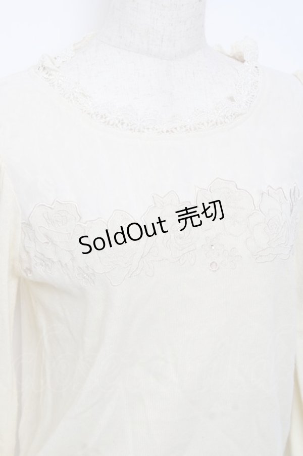 画像3: axes femme / バラ刺繍マトン袖プルオーバー M 生成り Y-25-10-25-043-AX-TO-SZ-ZI (3)