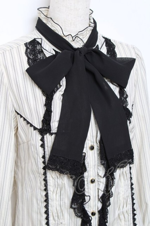 画像3: axes femme / ストライプボータイブラウス M 生成り Y-25-10-25-048-AX-BL-SZ-ZY (3)