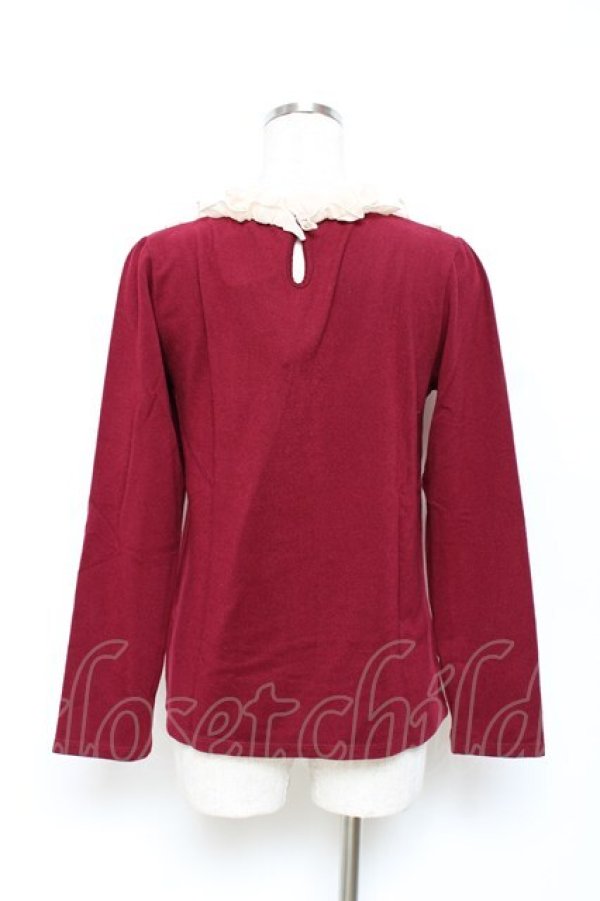 画像2: axes femme / 胸元モチーフブロッキングプルオーバー M ワイン Y-25-10-25-055-AX-TO-SZ-ZY (2)