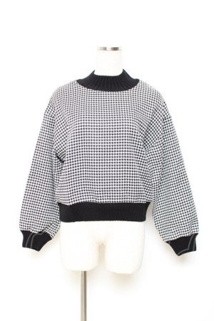 画像: axes femme POETIQUE / 千鳥柄ゆったりプルオーバー M 黒 Y-25-10-25-062-AX-TO-SZ-ZY