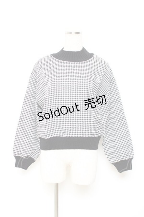 画像1: axes femme POETIQUE / 千鳥柄ゆったりプルオーバー M 黒 Y-25-10-25-062-AX-TO-SZ-ZI (1)