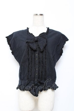 画像: PINK HOUSE / リボン付きフリルノースリブラウス F 黒 Y-25-10-25-074-LO-BL-SZ-ZY