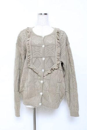 画像: PINK HOUSE / フリル編みニットカーディガン F カーキ Y-25-10-25-075-LO-TO-SZ-ZY