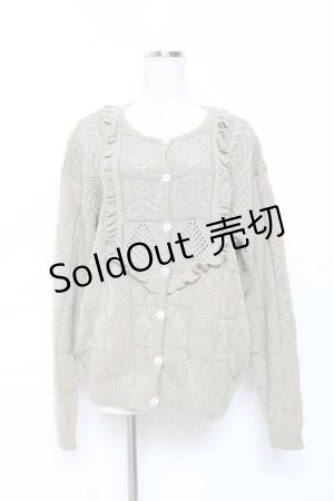 画像: PINK HOUSE / フリル編みニットカーディガン F カーキ Y-25-10-25-075-LO-TO-SZ-ZY