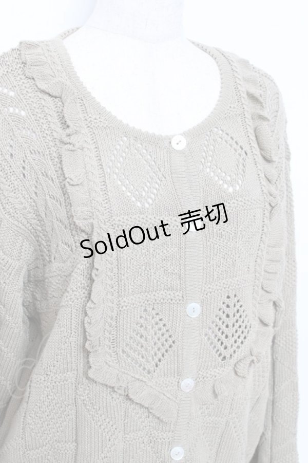 画像3: PINK HOUSE / フリル編みニットカーディガン F カーキ Y-25-10-25-075-LO-TO-SZ-ZY (3)