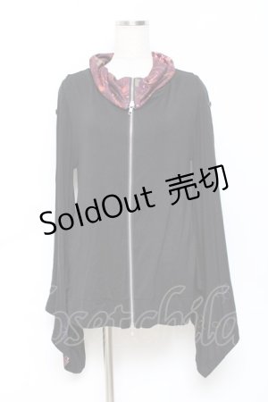 画像: gouk / 着物袖ZIPパーカー  黒 Y-25-10-25-089-GO-TO-SZ-ZY