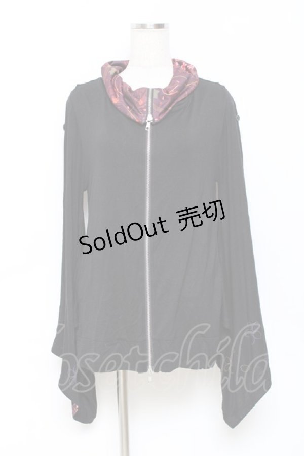 画像1: gouk / 着物袖ZIPパーカー  黒 Y-25-10-25-089-GO-TO-SZ-ZY (1)