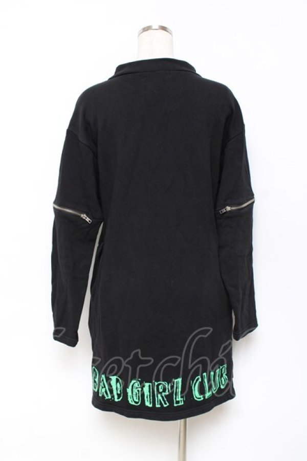 画像2: HELL CAT PUNKS / ペイントptハーフZIPプルパーカー F 黒×グリーン Y-25-10-25-090-PU-TO-SZ-ZY (2)