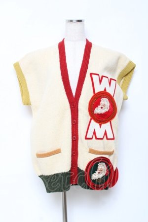 画像: WONDERFUL WORLD / サンタ編み込みサガラワッペン付きカーディガン  アイボリー Y-25-10-25-093-LO-TO-SZ-ZY