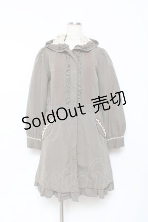 画像: axes femme / パール付きフリルモッズコート M カーキ Y-25-10-25-100-AX-CO-SZ-ZY