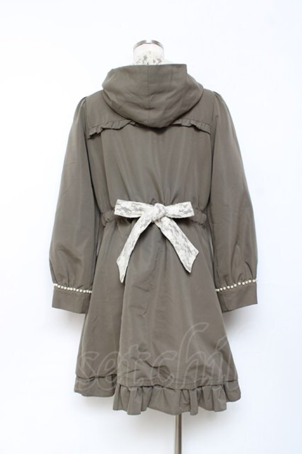 画像2: axes femme / パール付きフリルモッズコート M カーキ Y-25-10-25-100-AX-CO-SZ-ZY (2)