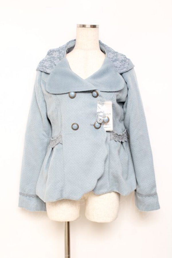 画像1: axes femme / スカラップショートコート M サックス Y-25-10-25-102-AX-CO-SZ-ZY (1)