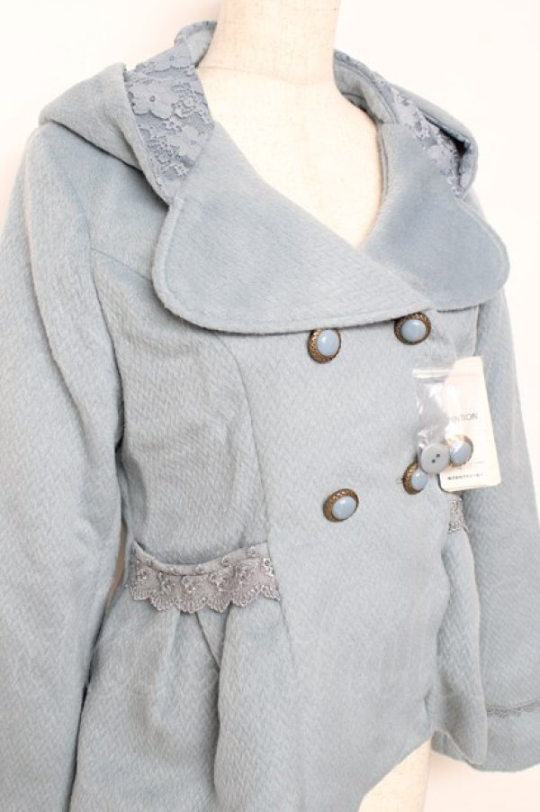 画像3: axes femme / スカラップショートコート M サックス Y-25-10-25-102-AX-CO-SZ-ZY (3)